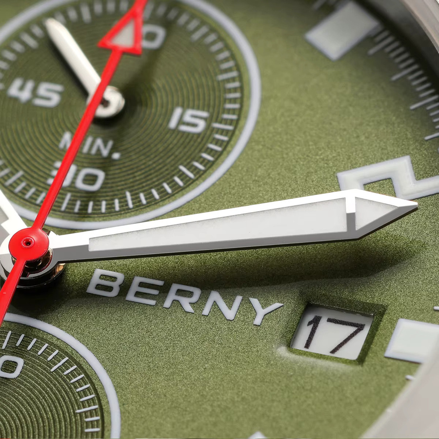 BERNY Chronograph, Quarz, Edelstahl, Silber, Textil/NATO, Herren - Bild 2