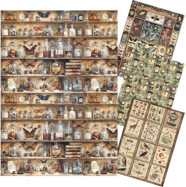 Ciao Bella Motiv-Strohseiden-Sortiment Cabinet of Curiosities 4er-Set in Multi - Bild 1