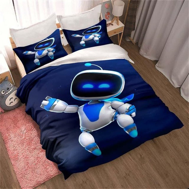 Wucifang Bags Astro Bot Bettwäscheset mit Bettbezug und Kissenbezug, Blau, B/H: 135 x 200 cm - Bild 1