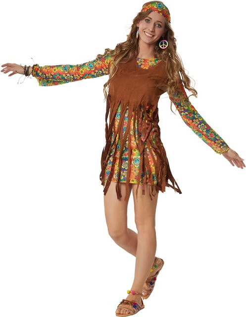 tectake Frauenkostüm Rebellische Hippie Squaw, Fantasy, Bunt / Mehrfarbig - Bild 1