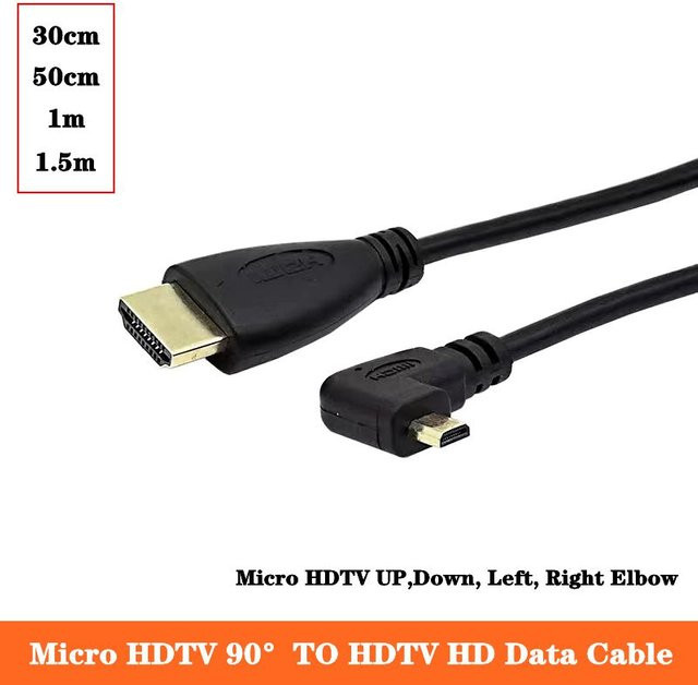 AXONUS Micro HDMI auf HDMI Adapter Kabel mit Winkelverbindung in Schwarz - Bild 1