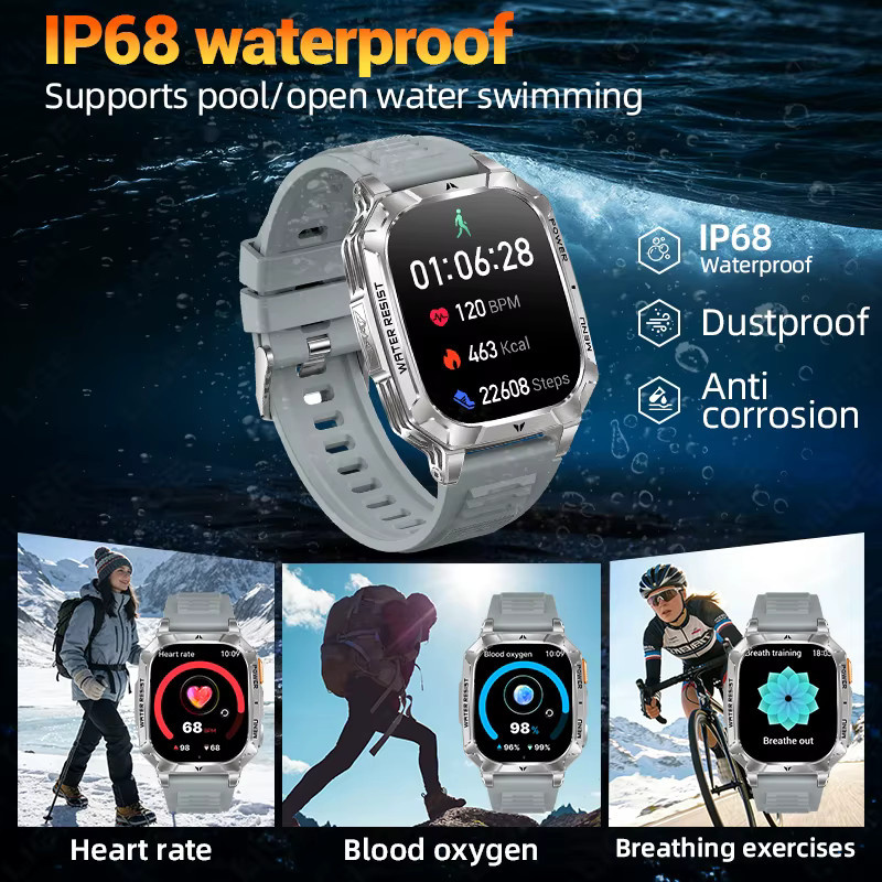 LIGE Smartwatch, Schwarz, Silikon, Herren - Bild 3
