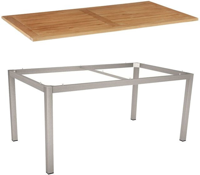 Stern Gartentisch Classic mit Teakholzplatte und Edelstahlgestell, B/T: 160 x 90 cm - Bild 1