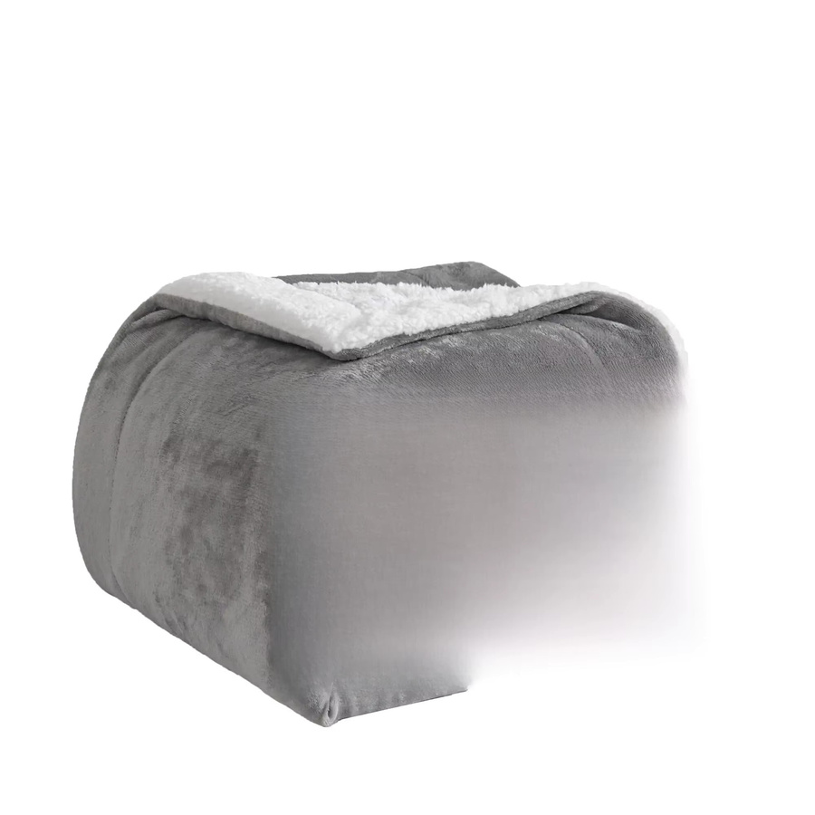 Good Nite Wendbare Sherpa-Fleecedecke aus Polyester, Flauschig & Warm, Grau, B/T: 150 x 130 cm - Bild 3