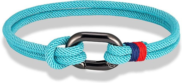 Armband, handgeflochtenes 3mm Seil, Edelstahl, himmelblau, 21cm, Unisex - Bild 1