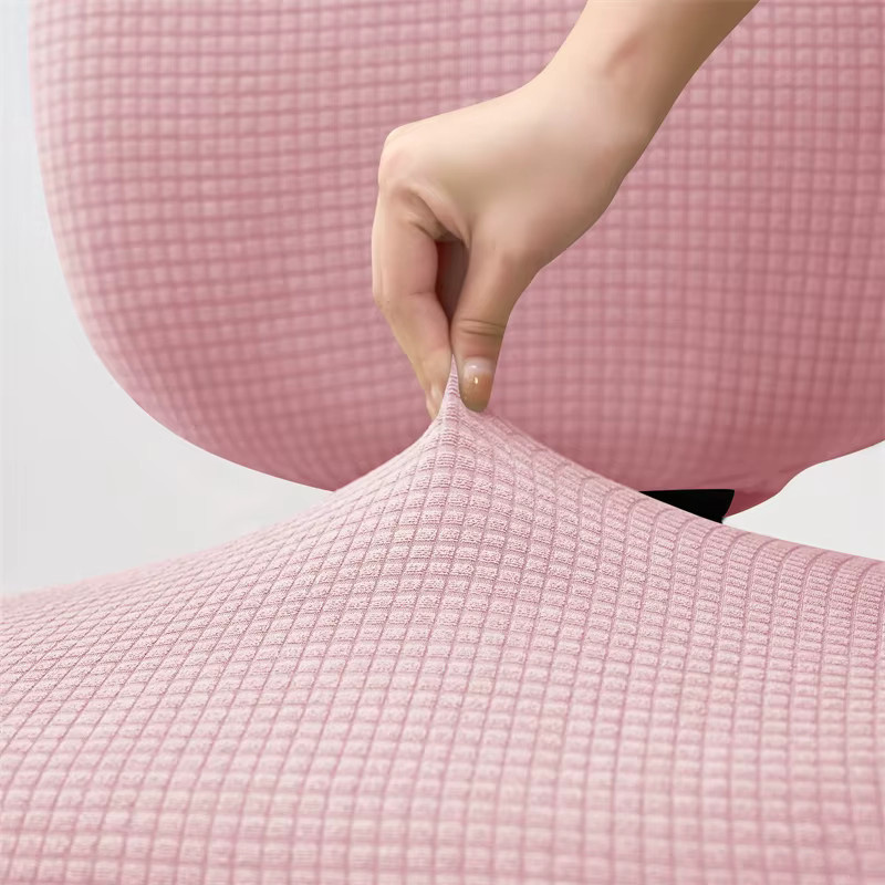 WANERQU 2er-Set Stuhlbezüge aus wasserabweisendem Polar Fleece in Pink, elastische Schonbezüge für Büro-, Gaming- und Computerstühle - Bild 2