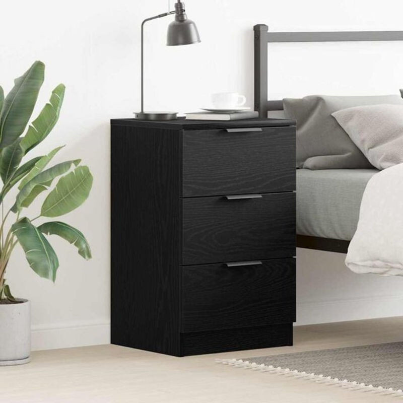 Vidaxl Nachttisch aus Eiche in Schwarz im Landhaus- und Modern-Stil, B/T/H: 40 x 65 x 65 cm - Bild 1