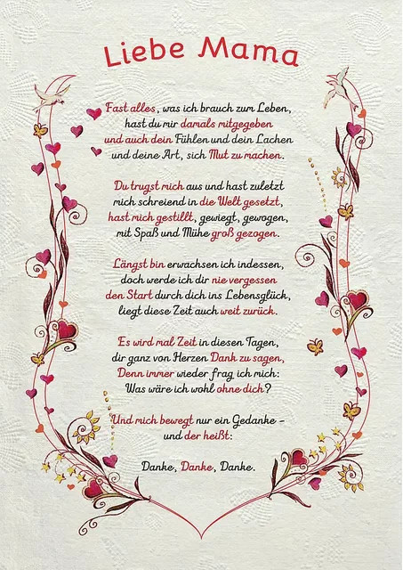 Modernes Paper Poster Tantum Graphic mit floralem Design und Herzen in Multicolour als Geschenkidee für die Mutter - Bild 1