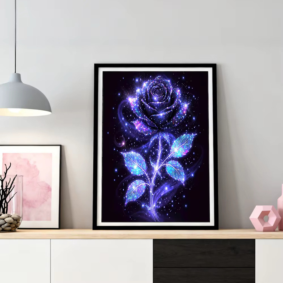 HUACAN Diamant-Kunstmalerei Rose Fantasieblume 5D DIY Diamant-Mosaik-Set in Multicolour, B/H: 30,0 x 20,0 cm - Bild 3