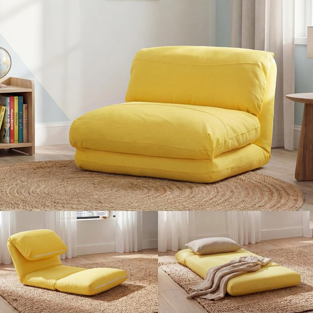 Schlafsessel MCW E68 Funktionssessel als Schlafsofa in Gelb mit Stoffbezug - Bild 1
