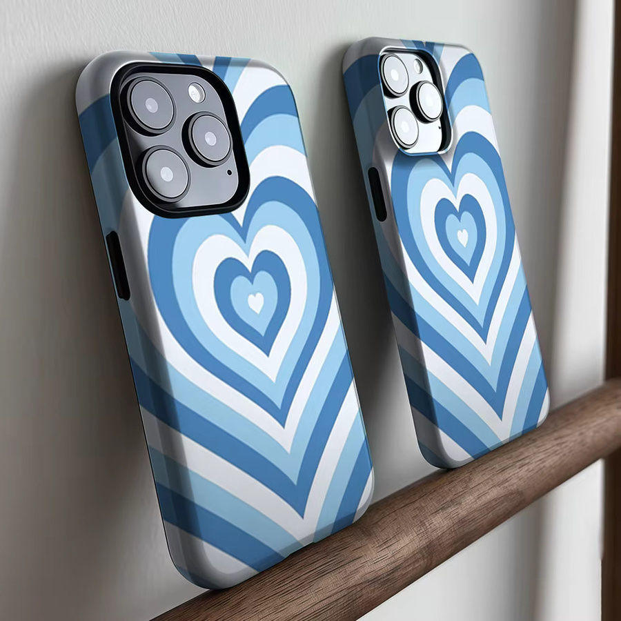 CaseLumi Matte Bumper Schutzhülle mit MagSafe Kompatibilität und Herz-Design für iPhone 17 16 15 14 13 Pro Max in Blau - Bild 2