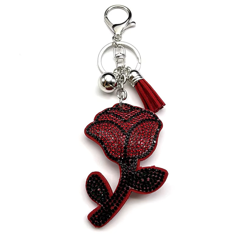 Lovely FAJA Schlüsselanhänger, Rote Rose, Silber Farbe Legierung, Kristall, Damen - Bild 4
