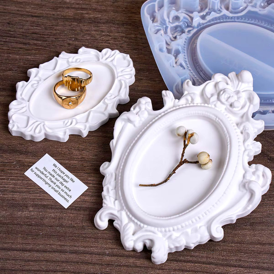 UDOCOOL Silikonform mit geprägter Spitze für DIY Vintage Design Schmuck und Deko-Platten in Ovalform - Bild 2