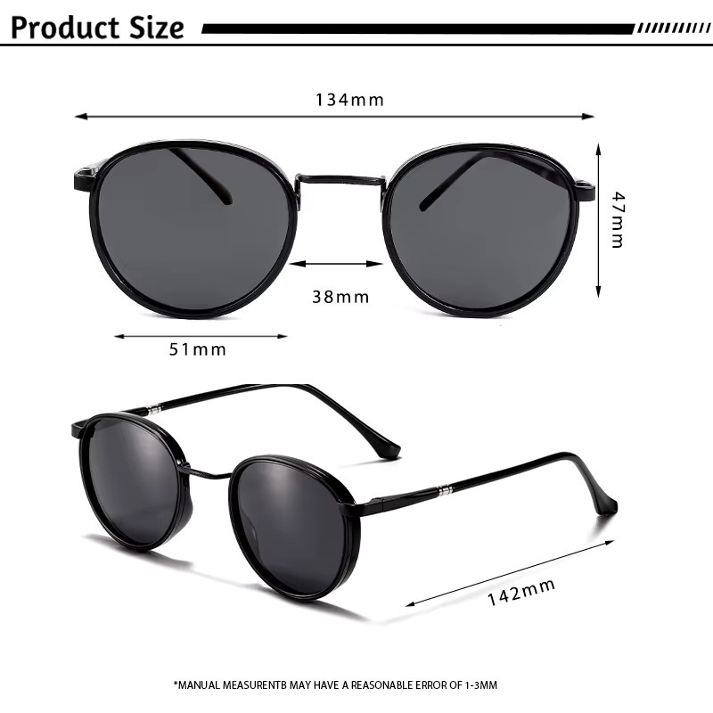 CATERSIDE Sonnenbrille, rund, Vollrand, Metall, polarisiert, Unisex - Bild 3