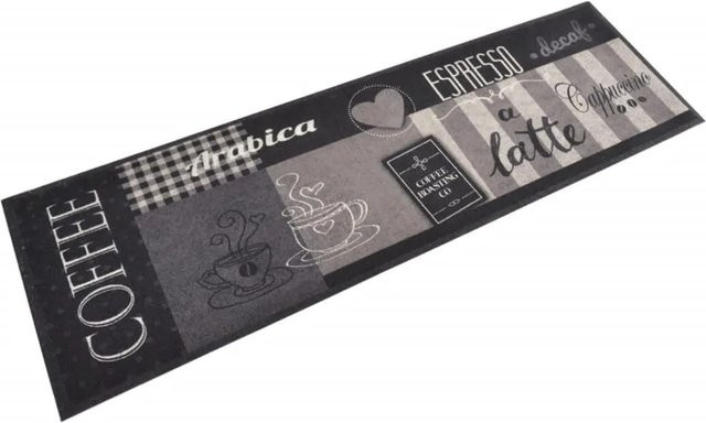 vidaXL Küchenteppich Samt in Schwarz und Kaffeebraun, rutschfest und waschbar, B/T: 45 x 150 cm - Bild 1