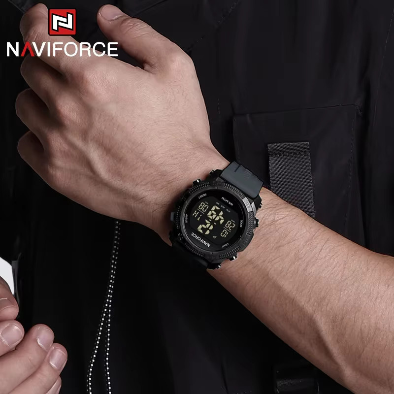 NAVIFORCE Digitaluhr, Herren, Schwarz, Silikonarmband, Datum, Alarm - Bild 5