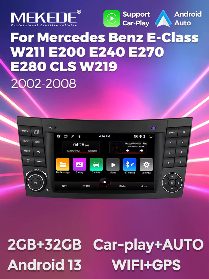 MEKEDE Autoradio mit Carplay und GPS für Mercedes Benz E-Klasse W211 und W219 in Schwarz - Bild 5