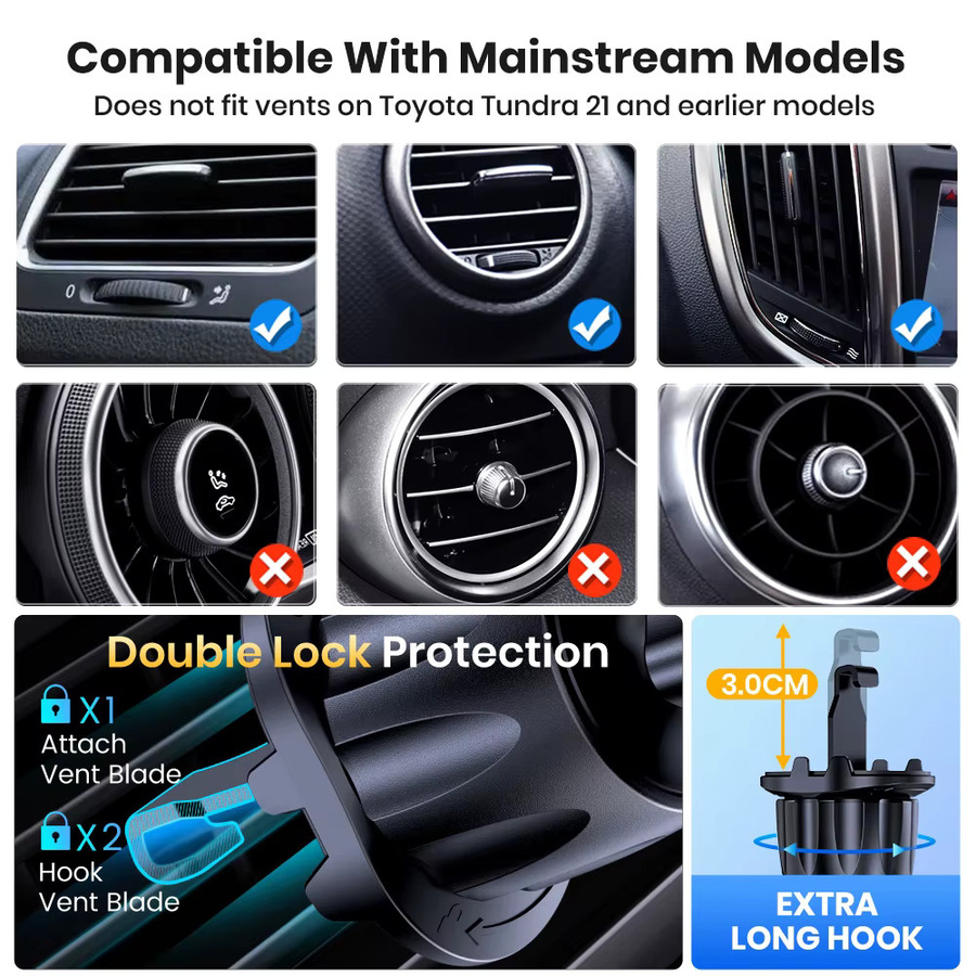 TOPK Autotelefonhalterung mit Metallhaken-Design in Schwarz, verstellbare Freisprechhalterung für alle Mobiltelefone - Bild 2