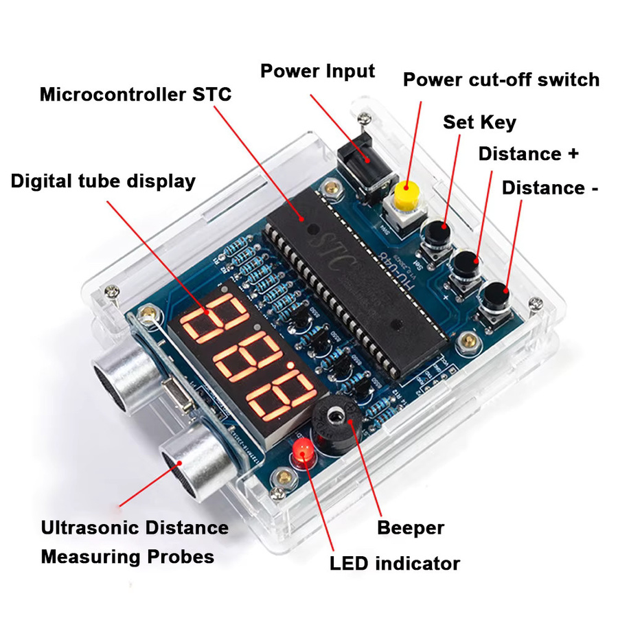 DIY Elektronisches Lötkit für ein Entfernungs-Messgerät mit 51 Mikrocontroller und Umkehr-Alarm in Multicolour - Bild 2