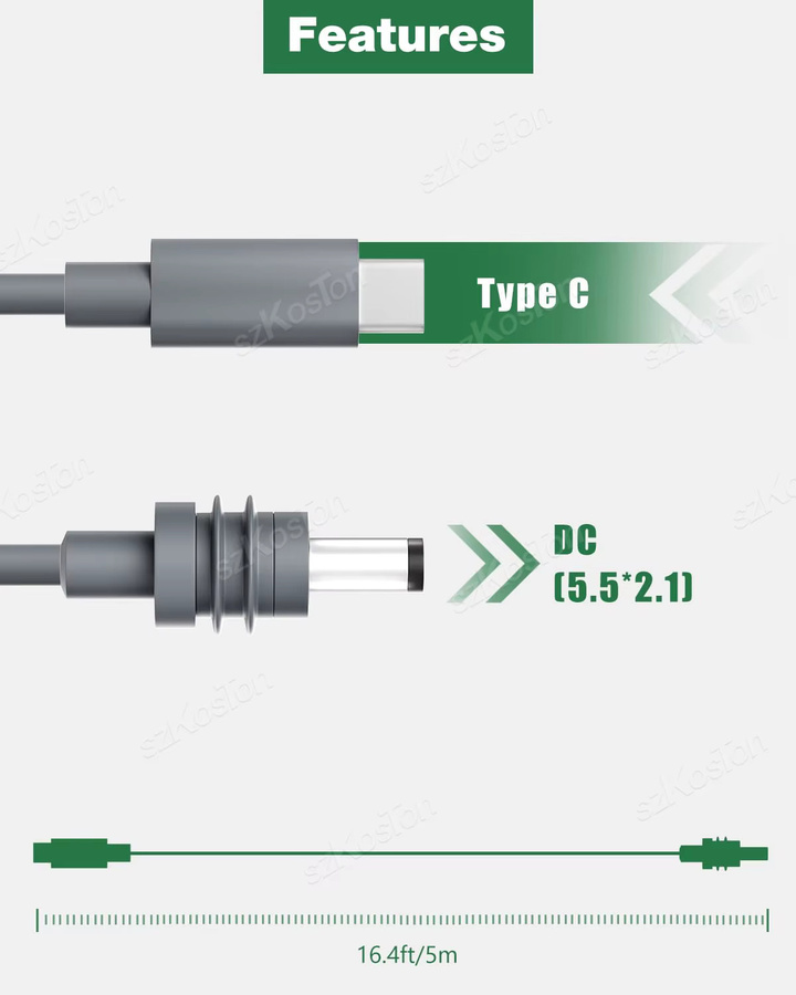 SZKOSTON USB-C auf DC-Stromkabel für Starlink Mini Gen3, tragbares Ladekabel für Powerbank und Outdoor-Einsatz - Bild 2