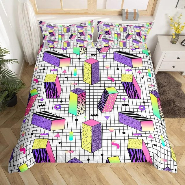 Bettwäsche-Set Your Warm Home im Retro Memphis Stil mit geometrischen Formen, Galaxy Mode Design, Mehrfarbig, Material: Mikrofaser/Polyester - Bild 1