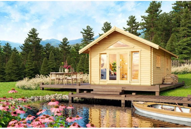 Lasita Gartenhaus Caroline Maja in braun mit Satteldach, B/H/T: 489,9 x 330,6 x 675 cm - Bild 1