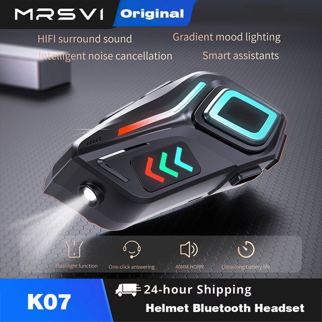 MRSVI Bluetooth-Motorradhelm-Headset K07 in Schwarz mit Geräuschunterdrückung und IPX6 Wasserdichtigkeit - Bild 1