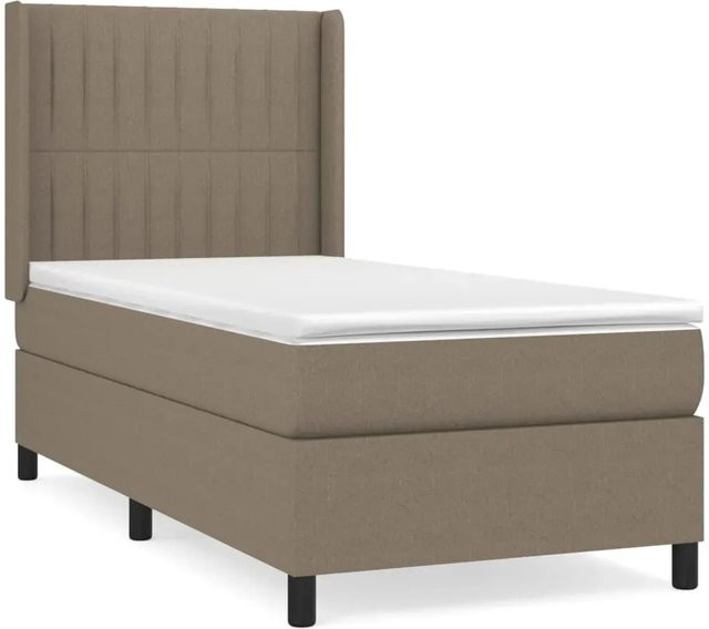 vidaXL Boxspringbett Hybrid mit Matratze, Farbe Taupe (Beige/Grau), B/T/H: 90 x 200 x 118 cm - Bild 1