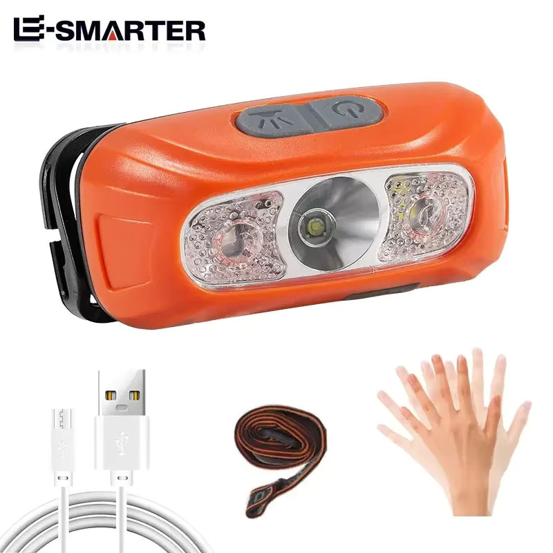 ESMARTER LED Sensor-Stirnlampe mit COB-Beleuchtung, aufladbare Kopflampe in Schwarz für Camping, Angeln und Radfahren - Bild 2