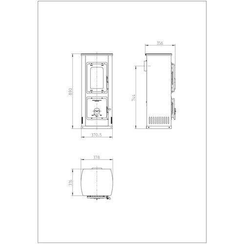 THORMA Werkstattofen Milano AT, rot, Stahlblech, 5 kW, Dauerbrand geeignet, B/T/H: 38,0 x 31,5 x 89,0 cm - Bild 2
