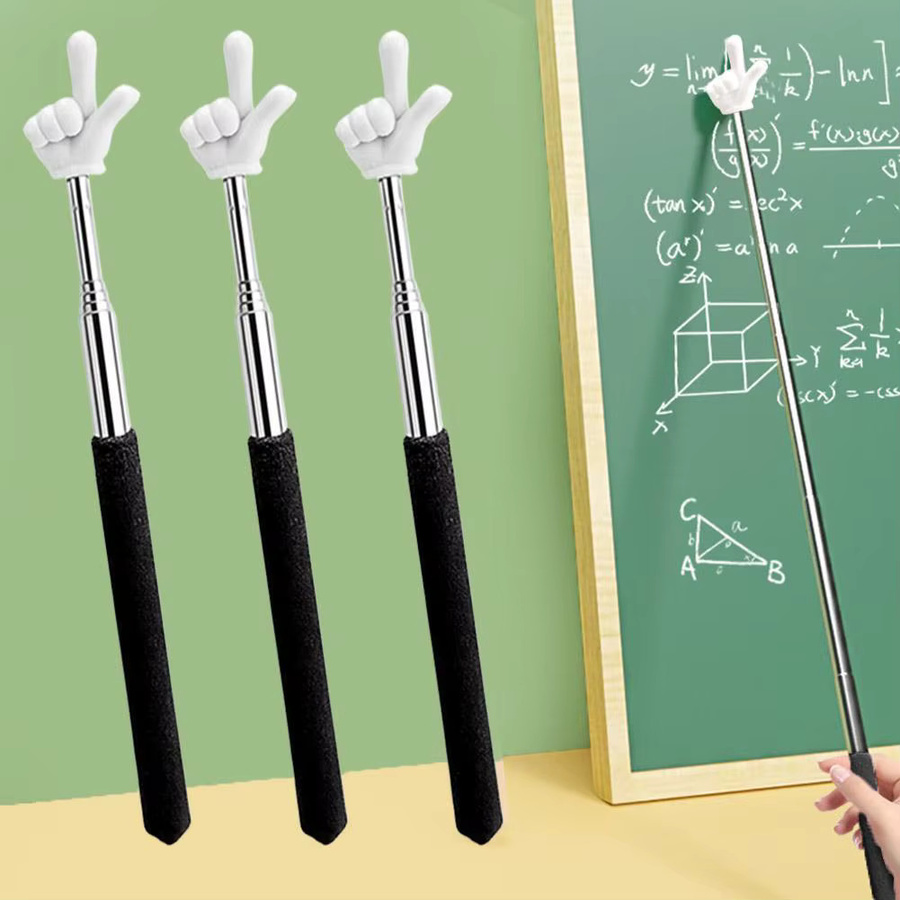 Edelstahl Zeigestab in Silber für Schule und Büro mit Teleskopfunktion und Fingerdesign - Bild 3