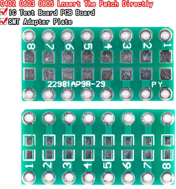 10 Stück SMT zu DIP Adapter Konverter für 0805 0603 0402 Kondensatoren Widerstände und LEDs von Si Tai&SH in Grün mit 2,54mm Abstand - Bild 1