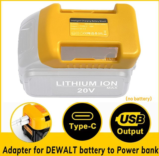 Adapter mit Dual-Ausgangsschnittstelle für DEWALT 18 V 54 V Batterien DCB200, 1 Stück - Bild 1