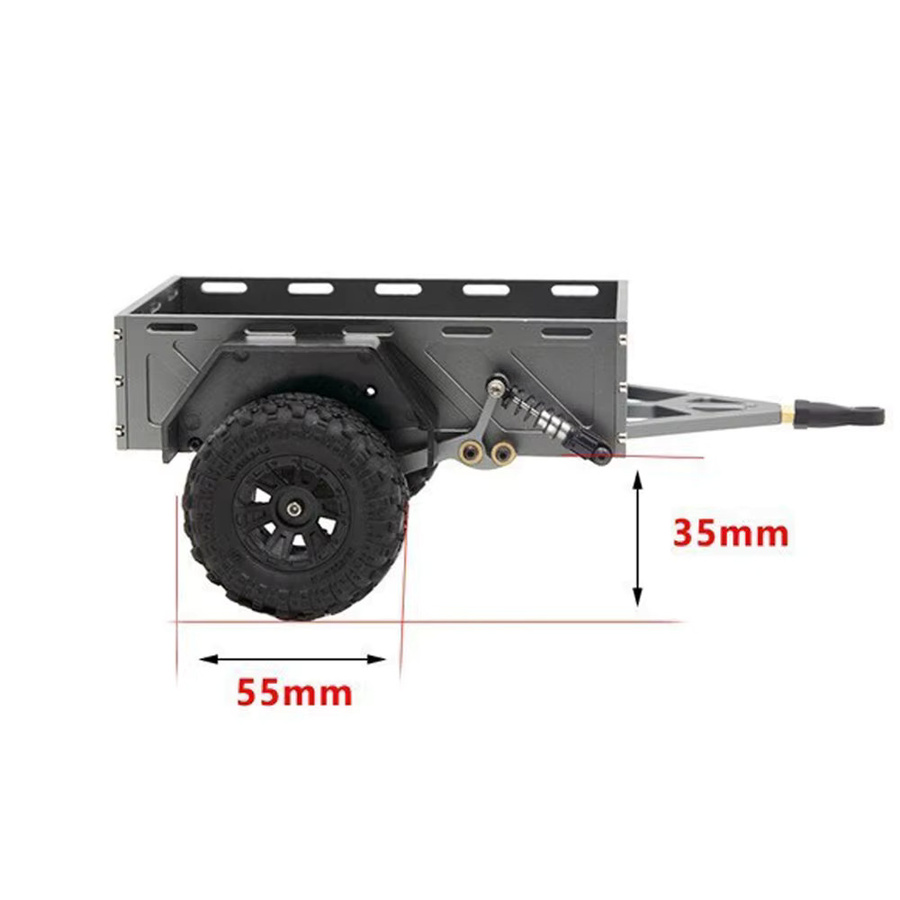 Wonder RC Store CNC Aluminium Nutzanhänger, 1/18 Maßstab, Metall, Grau - Bild 2