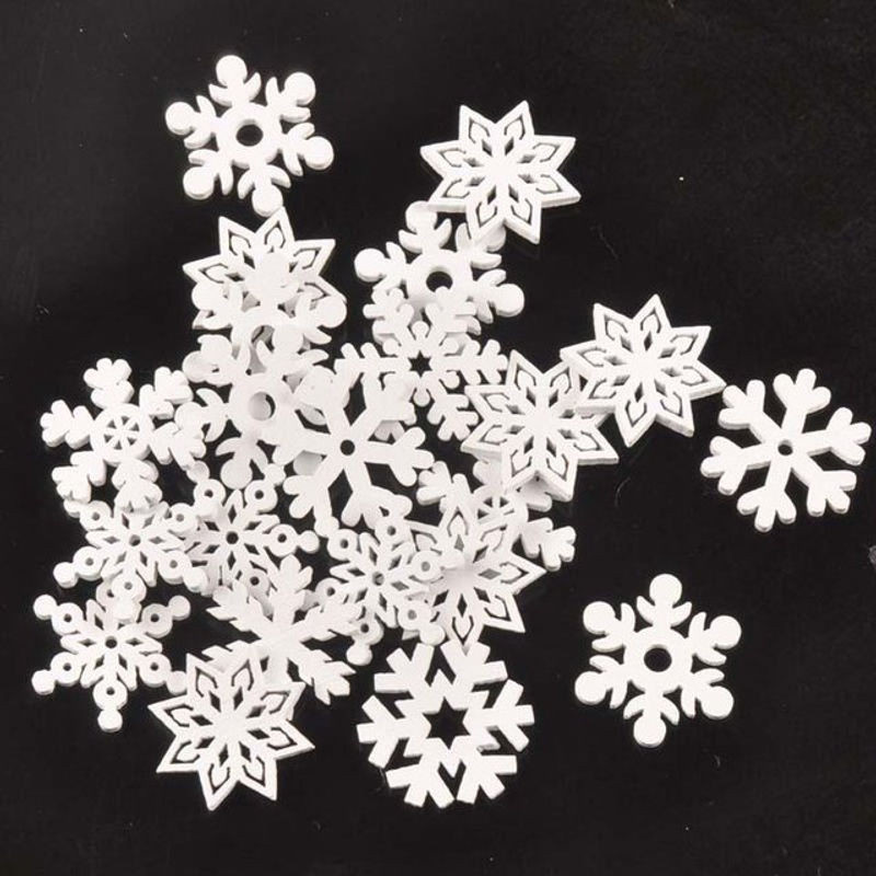 50 Stück Holz-Schneeflocken DIY Bastelset für Weihnachtsdekoration in Braun und Weiß von xianyi01 - Bild 1