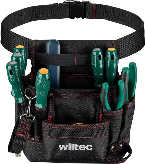 Wiltec Werkzeuggürteltasche aus Polyester mit 7 Fächern und Gürtel, Schwarz, B: 24 cm, H: 28 cm - Bild 1