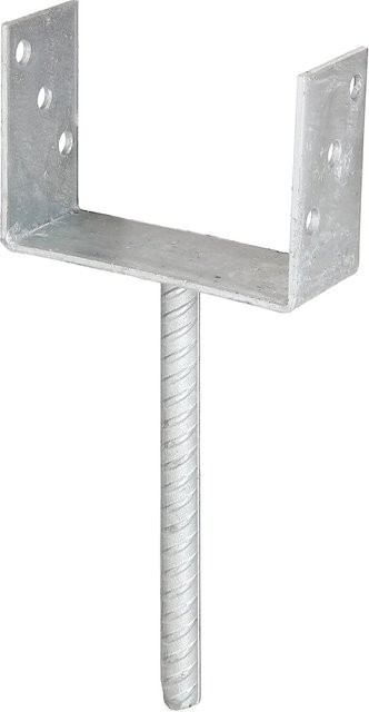 GAH Alberts U-Pfostenträger aus Stahl, feuerverzinkt, Farbe: Silber, B/T/H: 14,1 x 10,4 x 20,0 cm - Bild 1