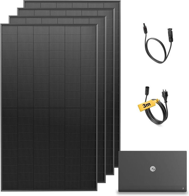 Solakon Balkonkraftwerk 2000W Solaranlage mit Solakon ONE Speicher 2,11 kWh WIFI Komplettset Photovoltaik Anlage in Schwarz - Bild 1