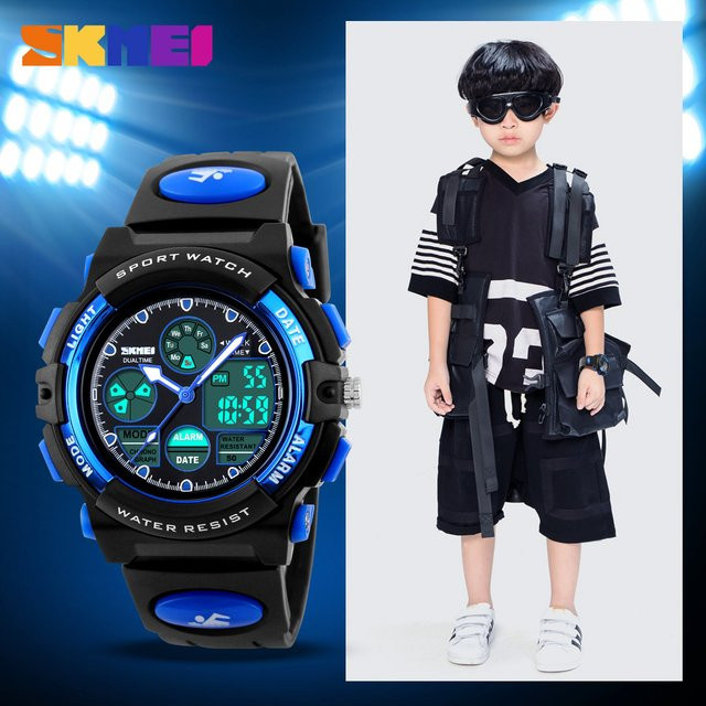 SKMEI Armbanduhr, Digitaluhr, Quarz, Kunststoff, Schwarz, Kinder - Bild 1