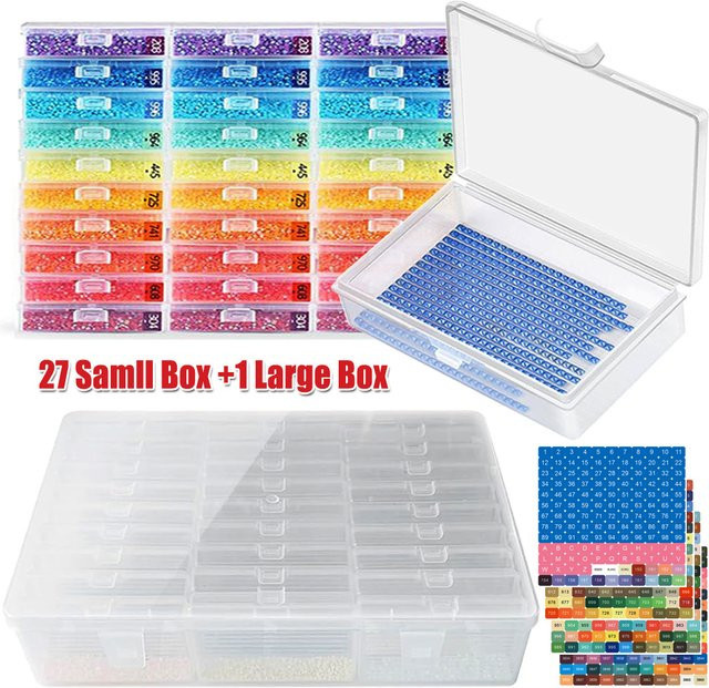 2 in 1 Diamant Kunst Tablett und Aufbewahrungsbox aus Kunststoff in Transparent für DIY Handwerk und Schmuck als Schreibtisch Organizer - Bild 1