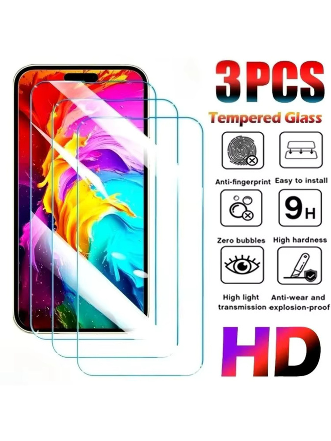 3er-Set vollflächiger Displayschutz aus gehärtetem Glas für Apple iPhone 17 16 15 14 13 12 11 Pro Max Plus XR XS in Transparent - Bild 7