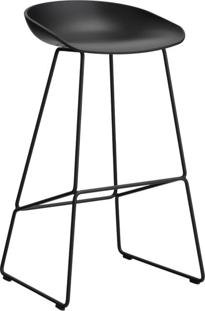 HAY About A Stool AAS 38 Hocker in Schwarz mit Stahlgestell und Polypropylen-Sitzschale im industriellen Design - Bild 1