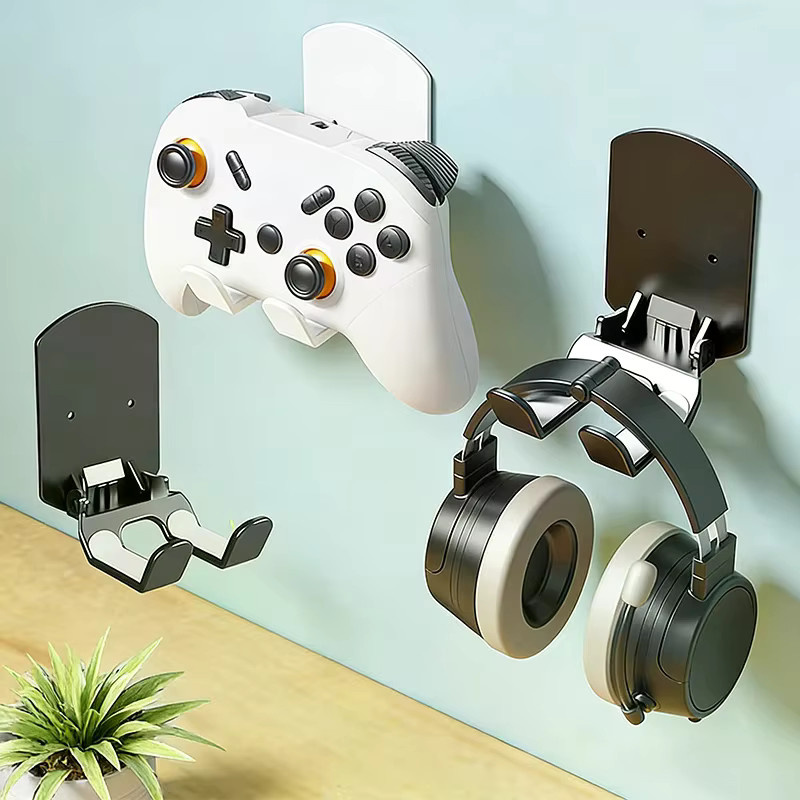 Wandmontierte Game-Controller-Halterung und Gaming-Headset-Halterung in Schwarz zur einfachen Installation ohne Bohren - Bild 3