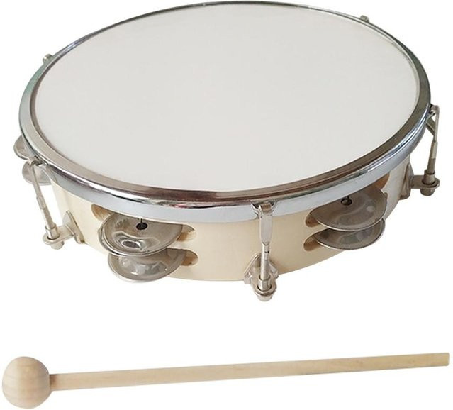 Koogeelife Tamburin-Handglocke, Handtrommel, beige - Bild 1