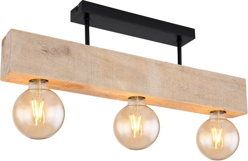 GLOBO LIGHTING Deckenleuchte Adalaie 3-flammig aus Metall und Holz in Schwarz, B: 60 cm, H: 6 cm, T: 6 cm - Bild 1