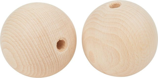 VBS Holzkugeln aus Buchenholz halbgebohrt, Farbe: Braun/Beige, Durchmesser: 7 cm, 2 Stück - Bild 1