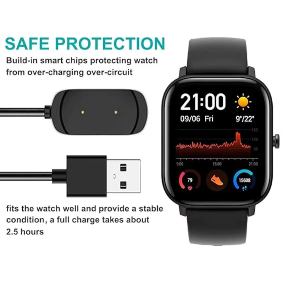 Amazfit Ersatzladegerät, 2er-Pack, Schwarz, USB, GTS GTR T-REX - Bild 4