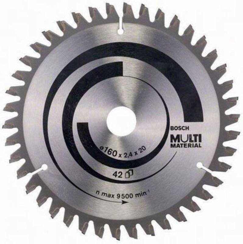 Bosch Multi Material Kreissägeblatt mit Hartmetallspitzen, Farbe: Silber, Durchmesser: 160 mm, Bohrung: 16 mm, Breite: 2,4 mm, 42 Zähne - Bild 2