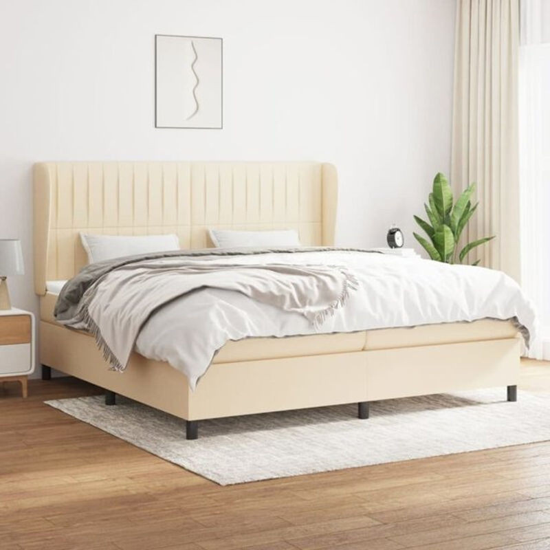 Vidaxl Boxspringbett mit Matratze in Beige aus Stoff und Massivholz B/T: 200 x 200 cm - Bild 1