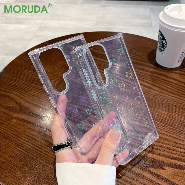 NUCWIN Transparente Handyhülle mit Laser Gradient Herzdesign für Samsung Galaxy S26 Ultra, S25, S24 Ultra, S23 FE, S22 Plus, S26+, A55, A35 und S25FE - Bild 1